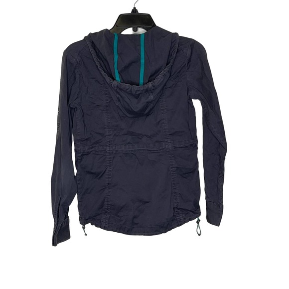 Athleta Full Zip Jacket Size Small Blue Hooded Stretch Womens Roll Tab Sleeves - Picture 6 of 6